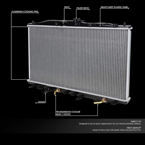 DNA Motoring OEM-RA-2680 OE Style Aluminum Core Radiator Compatible with 04-05 Acura TSX AT, 28-1/4" W X 15-3/4" H X 5/8" D, 1-1/4" Inlet / 1-1/4" Outlet in Saudi Arabia