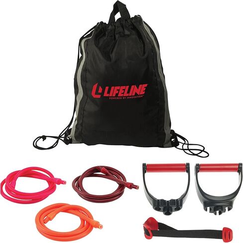 Lifeline Variable Resistance Trainer Kit with Adjustable Resistance Level Bands for More Workout Options - Includes Triple Grip Handles, Door Anchor, Three 5ft Exercise Tubes and Carry Bag in Saudi Arabia
