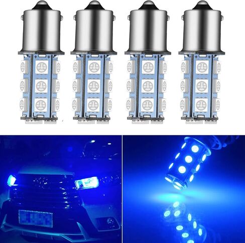 Pack-4 Car Led Lights, 360 Degrees Reversing Lights, Turn Signal Light Bulbs, Aluminum Brake Lights, Automotive Bulbs Replacements, Universal for Most Cars, Trucks (Blue #3604) in Saudi Arabia