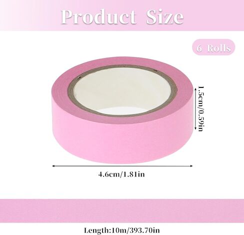 6 Rolls Pink Masking Tape Pink Washi Tape 0.6 Inch x 11 Yards Decorative Masking Tape Self-Adhesive Colorful Craft Art Paper Tape Painters Tape for Decor Scrapbooks DIY Crafts Gift(Pink) in Saudi Arabia