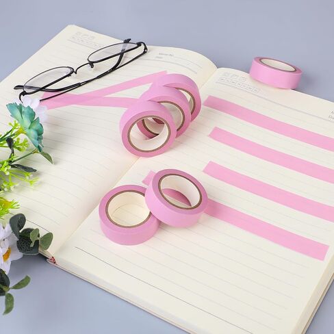 6 Rolls Pink Masking Tape Pink Washi Tape 0.6 Inch x 11 Yards Decorative Masking Tape Self-Adhesive Colorful Craft Art Paper Tape Painters Tape for Decor Scrapbooks DIY Crafts Gift(Pink) in Saudi Arabia