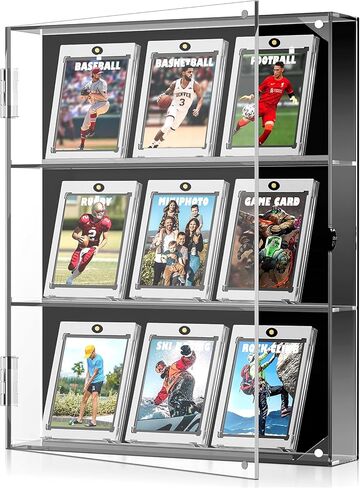 حافظة عرض بطاقة البيسبول من الأكريليك من Leffis، إطار عرض بطاقة رياضية مثبت على الحائط مع حماية من الأشعة فوق البنفسجية، حافظة عرض بطاقة التداول مع باب مغناطيسي لمجموعة بطاقات تداول كرة القدم وكرة السلة والهوكي in Kuwait