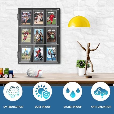 حافظة عرض بطاقة البيسبول من الأكريليك من Leffis، إطار عرض بطاقة رياضية مثبت على الحائط مع حماية من الأشعة فوق البنفسجية، حافظة عرض بطاقة التداول مع باب مغناطيسي لمجموعة بطاقات تداول كرة القدم وكرة السلة والهوكي in Kuwait