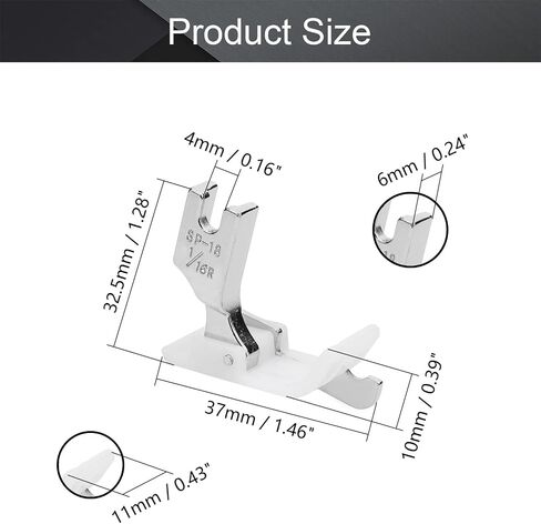 Othmro 1/16inch Industrial Sewing Machines CL Left Side Edge Guide Compensating Presser Foot Metal Presser Feet Sewing Presser Foot for Replacement Accessories Silver in Saudi Arabia