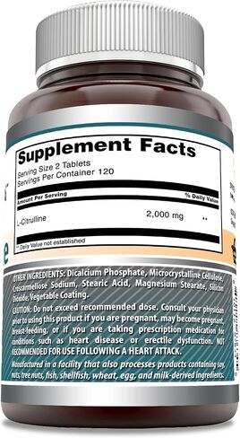 Amazing Formulas L Citrulline 2000mg Per Serving 120 Tablets Supplement | Amino Acid Supplement for Men & Women | Non-GMO | Gluten Free | Made in USA in Saudi Arabia
