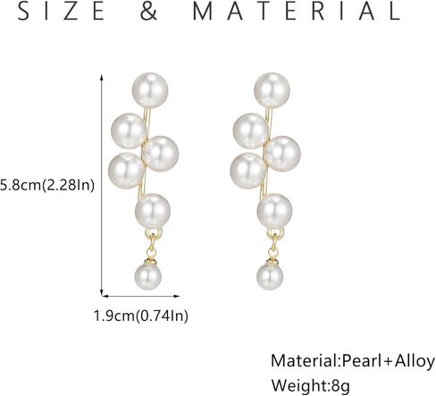 أقراط متدلية من اللؤلؤ عيار 14 قيراط مطلية بالذهب عتيقة من لؤلؤ المياه العذبة الحقيقية سلسلة طويلة أقراط زفاف صيفية مجوهرات بريبي للنساء والفتيات in Kuwait
