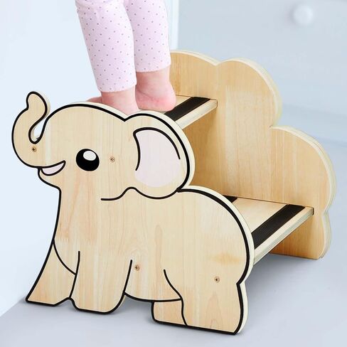 Wooden Step Stool for Kids Toddler Step Stool Two Step Stool Sink Stool for Toddlers Childrens Kids Kitche with Non Slip Pads for Bathroom Sink Kitchen Bedroom(Dog) in Saudi Arabia