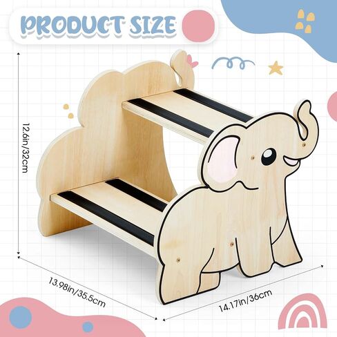 Wooden Step Stool for Kids Toddler Step Stool Two Step Stool Sink Stool for Toddlers Childrens Kids Kitche with Non Slip Pads for Bathroom Sink Kitchen Bedroom(Dog) in Saudi Arabia