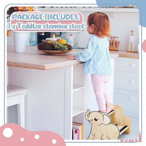 Wooden Step Stool for Kids Toddler Step Stool Two Step Stool Sink Stool for Toddlers Childrens Kids Kitche with Non Slip Pads for Bathroom Sink Kitchen Bedroom(Dog) in Saudi Arabia