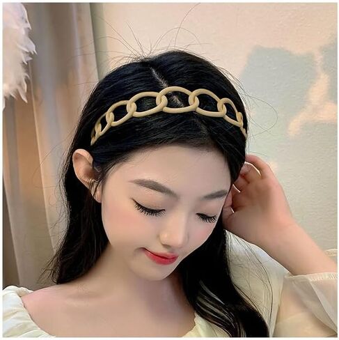 Plastic Headbands Kit Matt Surface, Headbands with Comb Teeth for Women and Girls, Different Style Headbands 4 Pieces DIY Headbands Wear in Different Occasions-Light coffee brown in Saudi Arabia
