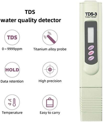 جهاز اختبار جودة المياه الرقمي TDS، جهاز قياس درجة الحموضة TDS، جهاز اختبار جودة المياه جزء في المليون مع نطاق قياس من 0-9999 جزء في المليون، مناسب للشرب المنزلي وحمامات السباحة وأحواض السمك in Saudi Arabia