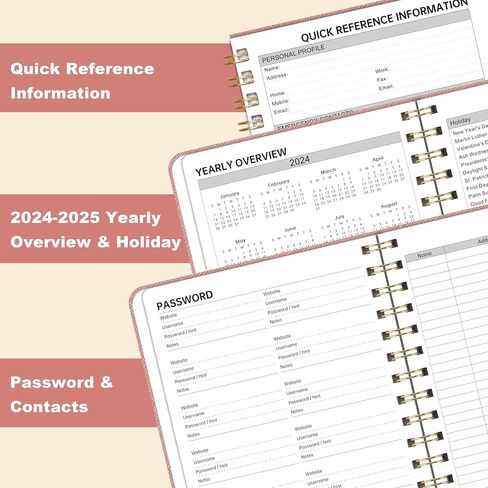 2024-2025 Appointment Book - Daily Hourly Planner 2024-2025, 6.4" x 8.5", JUL. 2024 - DEC. 2025, Weekly Appointment Book with 30-Minute Interval + Soft Cover + Twin-Wire Binding + Printed Tabs - Pink in Saudi Arabia