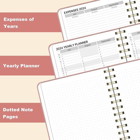 2024-2025 Appointment Book - Daily Hourly Planner 2024-2025, 6.4" x 8.5", JUL. 2024 - DEC. 2025, Weekly Appointment Book with 30-Minute Interval + Soft Cover + Twin-Wire Binding + Printed Tabs - Pink in Saudi Arabia