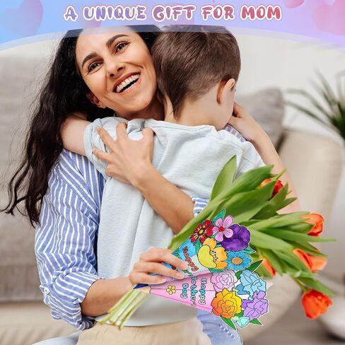 Janlaugh 30 قطعة من الحرف اليدوية لعيد الأم للأطفال، قم بتلوين باقة عيد الأم الخاصة بك، الحرف اليدوية لهدايا عيد الأم، مجموعات الحرف الورقية للأطفال، مشاريع عيد الأم للمنزل والفصول الدراسية والأنشطة الترفيهية المدرسية in Saudi Arabia