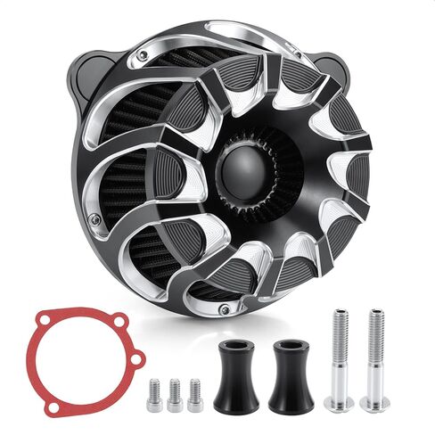 طقم نظام فلتر مدخل منظف الهواء لـ Dyna/FXR EVO & Twin Cam 1993-2017 Softail EVO & Twin Cam 2000-2015 طقم فلتر منقي هواء قطع Cnc للتجول في Road King Street Glide1993-2007 (أسود) in Kuwait