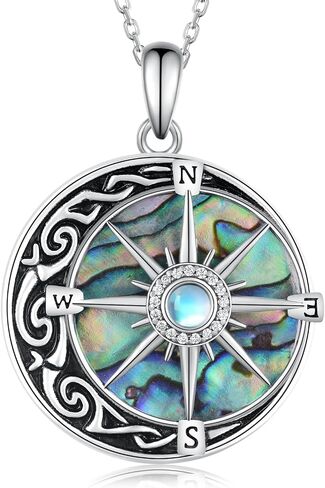 Compass Necklace Sterling Silver Graduation Friendship Talisman Compass Travel Necklace Inspirational Graduation Gift Jewelry Gifts for Women Girls Wife Girlfriend in Saudi Arabia