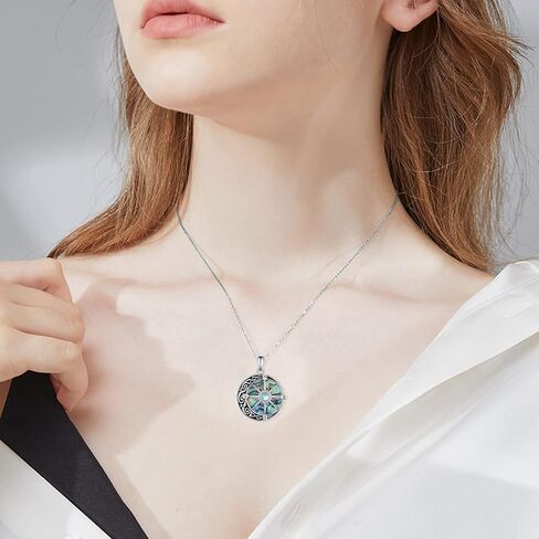 Compass Necklace Sterling Silver Graduation Friendship Talisman Compass Travel Necklace Inspirational Graduation Gift Jewelry Gifts for Women Girls Wife Girlfriend in Saudi Arabia