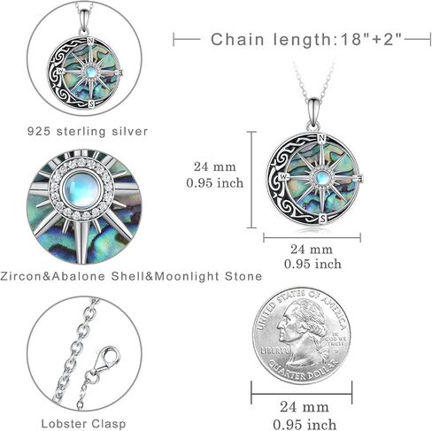 Compass Necklace Sterling Silver Graduation Friendship Talisman Compass Travel Necklace Inspirational Graduation Gift Jewelry Gifts for Women Girls Wife Girlfriend in Saudi Arabia