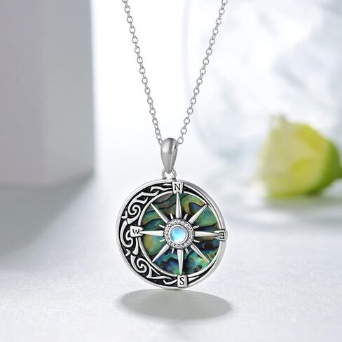 Compass Necklace Sterling Silver Graduation Friendship Talisman Compass Travel Necklace Inspirational Graduation Gift Jewelry Gifts for Women Girls Wife Girlfriend in Saudi Arabia
