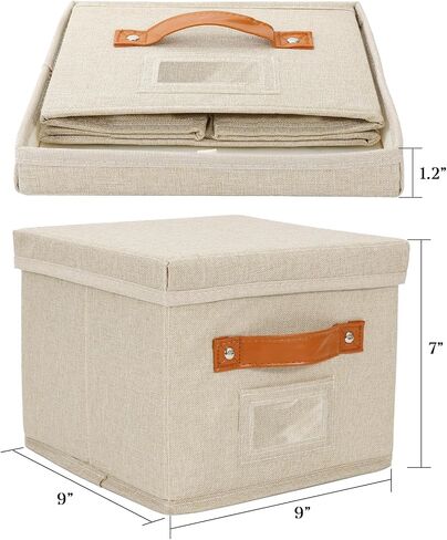 Greeting Card Organizer Box with dividers - Storage Box with lid Holds 150+ Cards - Assortment Box for Greeting Cards,Recipes, Photos, Envelopes, Keepsake - 9 x 9 x 7 Inches (Beige, 1 pcs) in Saudi Arabia