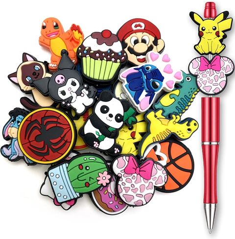 20Pcs Random Different Focal Beads for Pens, Silicone Cute Focal Beads Bulk for Bead Pens Keychain Bracelet Jewelry Making in Saudi Arabia