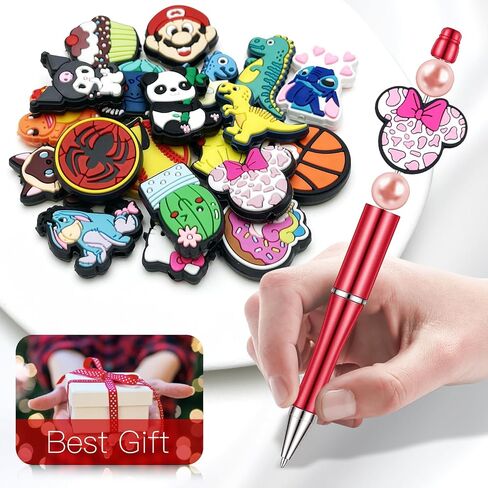 20Pcs Random Different Focal Beads for Pens, Silicone Cute Focal Beads Bulk for Bead Pens Keychain Bracelet Jewelry Making in Saudi Arabia