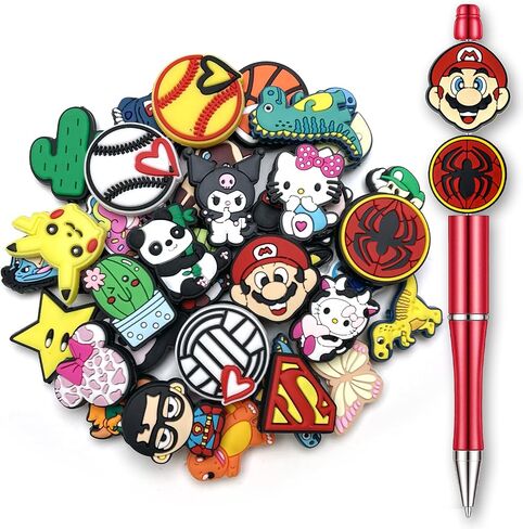 20Pcs Random Different Focal Beads for Pens, Silicone Cute Focal Beads Bulk for Bead Pens Keychain Bracelet Jewelry Making in Saudi Arabia