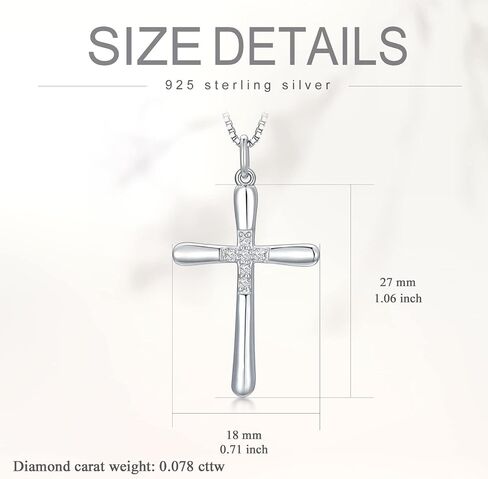 Natural Diamonds Cross Necklace for Women, Sterling Silver Faith Crucifix Cross Pendant Blessed Jewelry Gifts for Wife, Mom, Girls 18"+2" in Saudi Arabia