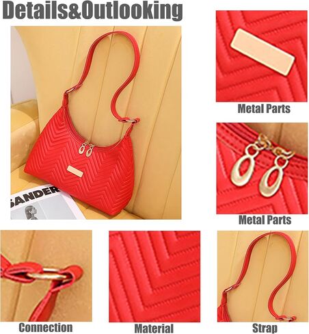 PORT&LOTUS Hobo Purses Small Under the Arm Shoulder Bag for Women Crescent Tote Bag(TWO-WAY Zipper Closure) in Saudi Arabia