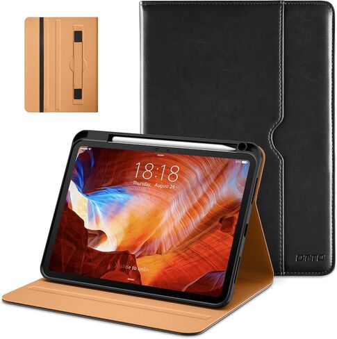 حافظة DTTO لجهاز iPad Pro مقاس 11 بوصة (M4) 2024، غطاء حامل قابل للطي من الجلد الفاخر مع حامل أقلام - تنبيه/غفو تلقائي وزوايا رؤية متعددة، بني in Kuwait