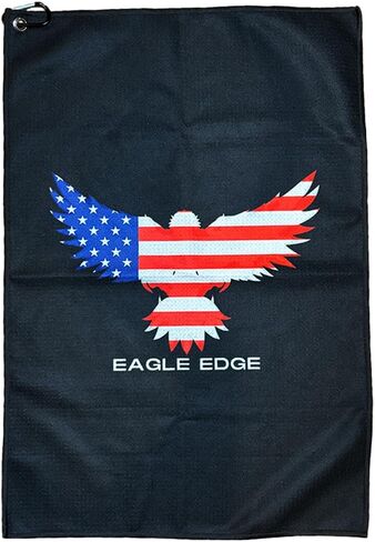 Premium Microfiber Golf Towel with Bag Clip – Patriotic Eagle Designed Black Colored Rag for Golf – Ideal Golf Accessories for Men and Women Golfers (Large – 23.5" x 16") in Saudi Arabia