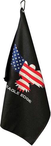 Premium Microfiber Golf Towel with Bag Clip – Patriotic Eagle Designed Black Colored Rag for Golf – Ideal Golf Accessories for Men and Women Golfers (Large – 23.5" x 16") in Saudi Arabia