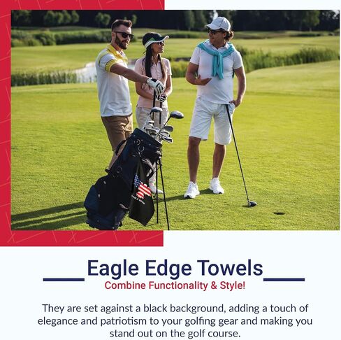 Premium Microfiber Golf Towel with Bag Clip – Patriotic Eagle Designed Black Colored Rag for Golf – Ideal Golf Accessories for Men and Women Golfers (Large – 23.5" x 16") in Saudi Arabia
