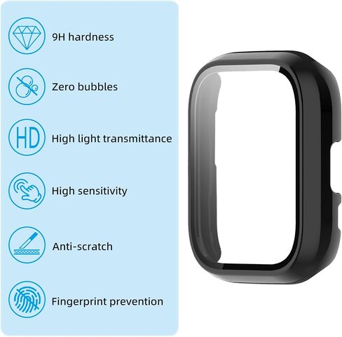 حافظة مع واقي شاشة مقوى لـ Amazfit Active، عبوتان فائق النحافة بتغطية كاملة صلبة من البولي كربونات لساعة واقية وغطاء ممتص للصدمات لـ Amazfit Active أسود + أسود in Kuwait