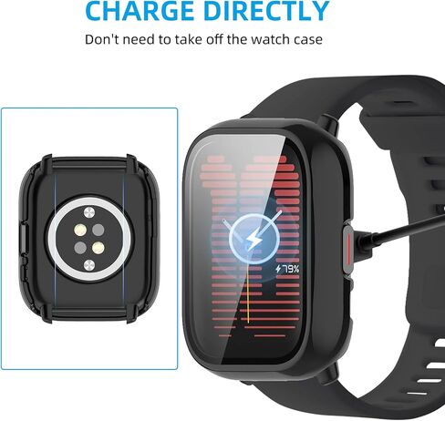 حافظة مع واقي شاشة مقوى لـ Amazfit Active، عبوتان فائق النحافة بتغطية كاملة صلبة من البولي كربونات لساعة واقية وغطاء ممتص للصدمات لـ Amazfit Active أسود + أسود in Kuwait