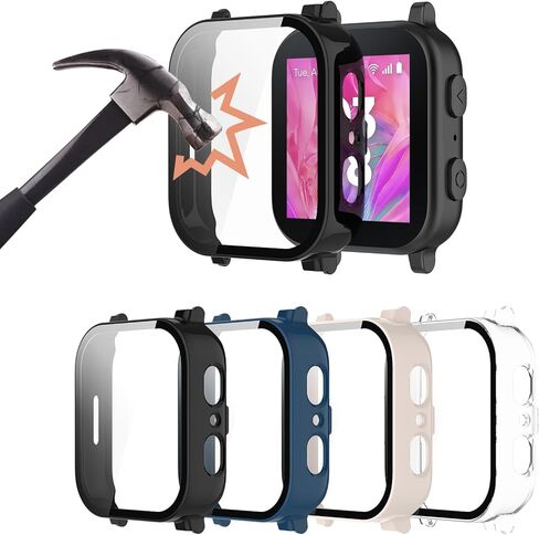 حافظة مكونة من 4 قطع متوافقة مع واقي شاشة الأطفال Gabb Watch 3، غطاء مدمج من الزجاج الصلب من البولي كربونات الصلب لساعة Gabb 3 ملحقات (غير متوافقة مع ساعة Gabb 2/1) in Kuwait