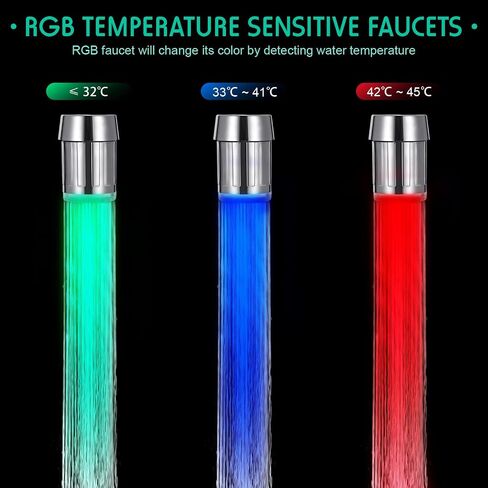 6 Pieces LED Water Faucet Light Color Changing Faucet for Kitchen and Bathroom, 34 x 25 mm in Saudi Arabia