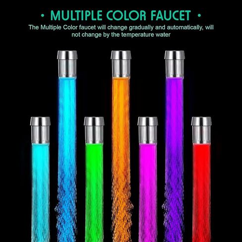 6 Pieces LED Water Faucet Light Color Changing Faucet for Kitchen and Bathroom, 34 x 25 mm in Saudi Arabia