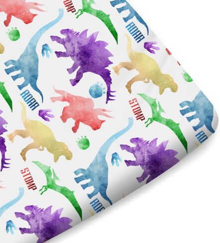 Colorful Dinosaur Baby Crib Sheets for Boy Girl 52"x28" Dinosaur Soft Fitted Baby Sheet for Standard Crib and Toddler Mattress Dinosaur Rainbow Infant Newborn Nursery Bedding Sheet Crib Mattress Sheet in Kuwait