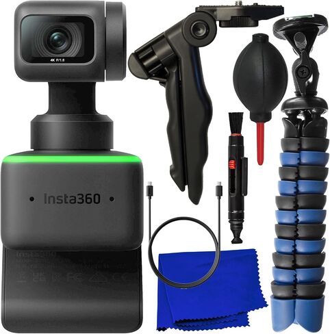 Ultimaxx Insta360 Link UHD 4K AI Webcam Tripod Bundle + Manufacturer Accessories, Mini “Gripster" Tripod, 6.5" Tabletop “Pistol Grip" Tripod, Dust Blower, Microfiber Cloth & More (8pc Bundle) in Saudi Arabia
