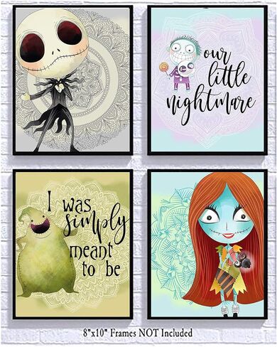 Silly Goose Gifts Nightmare Before Christmas Themed Character Wall Art Decor Baby Nursery Love (3pc Love Art Set) in Saudi Arabia