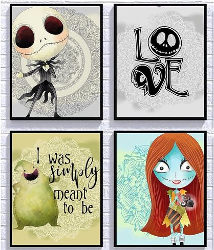 Silly Goose Gifts Nightmare Before Christmas Themed Character Wall Art Decor Baby Nursery Love (3pc Love Art Set) in Saudi Arabia