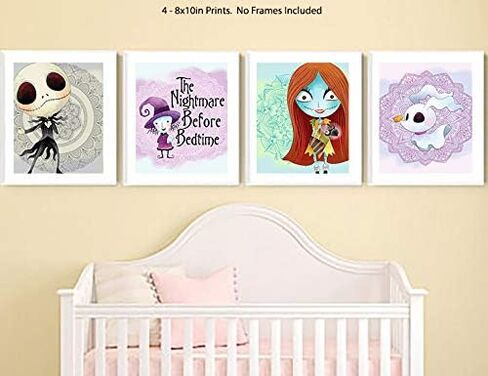 Silly Goose Gifts Nightmare Before Christmas Themed Character Wall Art Decor Baby Nursery Love (3pc Love Art Set) in Kuwait