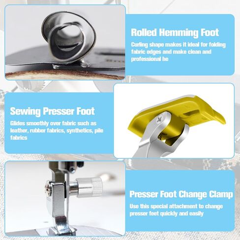 12 قطعة قدم حاشية ملفوفة للخياطة، مجموعة قدم حاشية ملفوفة للخياطة العالمية، قدم حاشية ملفوفة، 3/4/5/6/7/8/9/10 مم + 2 × مشبك قدم زنبركي + 2 × ماكينة خياطة عالمية قدم ضاغط حاشية بلاستيكية ملفوفة in Kuwait