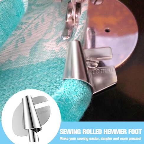 12 قطعة قدم حاشية ملفوفة للخياطة، مجموعة قدم حاشية ملفوفة للخياطة العالمية، قدم حاشية ملفوفة، 3/4/5/6/7/8/9/10 مم + 2 × مشبك قدم زنبركي + 2 × ماكينة خياطة عالمية قدم ضاغط حاشية بلاستيكية ملفوفة in Kuwait