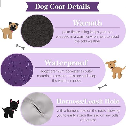 Kuoser Dog Winter Coat with Hood, Windproof & Snowproof Pet Fleece Lined Warm Jacket, Reflective Puppy Thick Cold Weather Vest Outdoor Padded Clothes with Harness Hole for Small Medium Large Dogs in Saudi Arabia