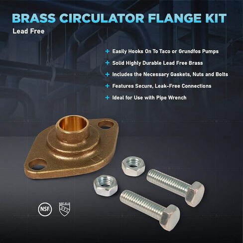 Midline Valve S1549 Circulator Flange Kit with Gaskets, Nuts and Bolts for Grundfos Pumps Brass 1 in. SWT (2Pack) in Saudi Arabia