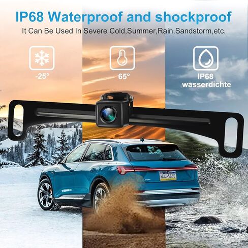 كاميرا الرؤية الاحتياطية PARKVISION للسيارات دعامة معدنية مخفية، زوايا قابلة للتعديل 160 درجة لوحة ترخيص مثبتة على كاميرا الرؤية الخلفية، HD 720P لـ DC12V مركبة SUV بيك اب شاحنة RV Van Camper Bus in Kuwait