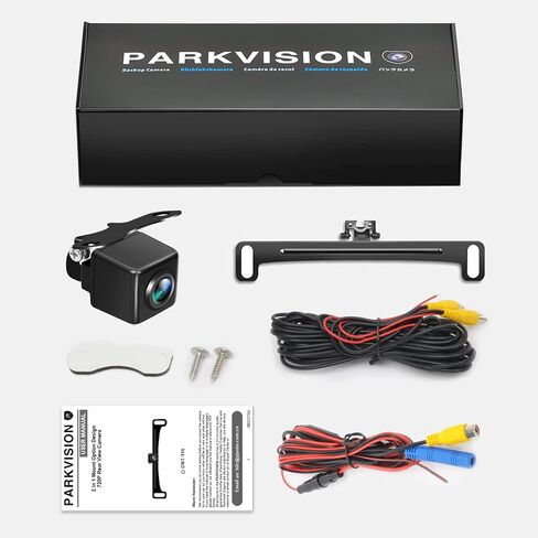 كاميرا الرؤية الاحتياطية PARKVISION للسيارات دعامة معدنية مخفية، زوايا قابلة للتعديل 160 درجة لوحة ترخيص مثبتة على كاميرا الرؤية الخلفية، HD 720P لـ DC12V مركبة SUV بيك اب شاحنة RV Van Camper Bus in Kuwait