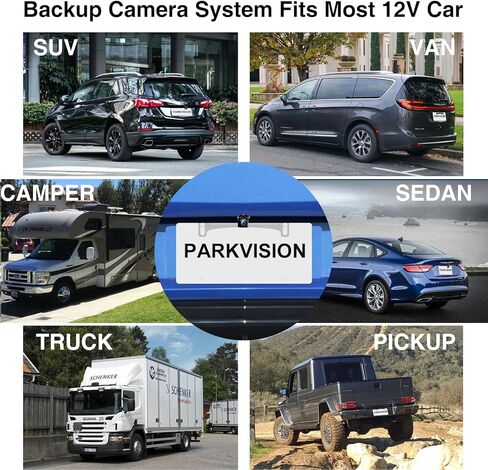كاميرا الرؤية الاحتياطية PARKVISION للسيارات دعامة معدنية مخفية، زوايا قابلة للتعديل 160 درجة لوحة ترخيص مثبتة على كاميرا الرؤية الخلفية، HD 720P لـ DC12V مركبة SUV بيك اب شاحنة RV Van Camper Bus in Kuwait